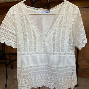 Zara White Lace Top